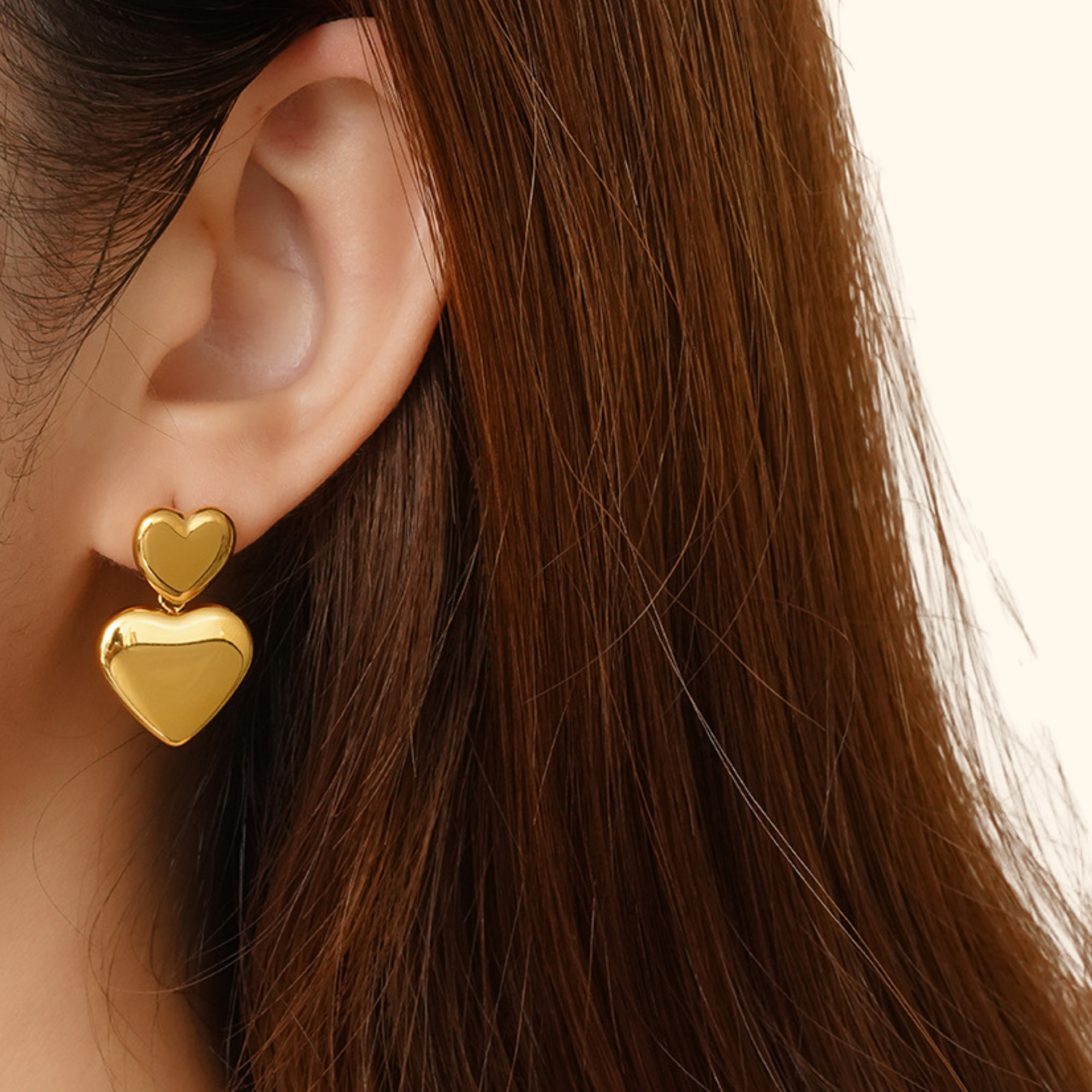 Aretes doble corazón