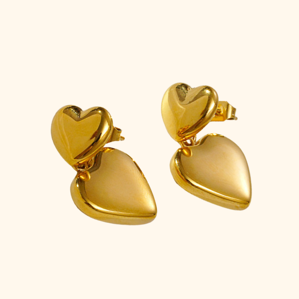 Aretes doble corazón