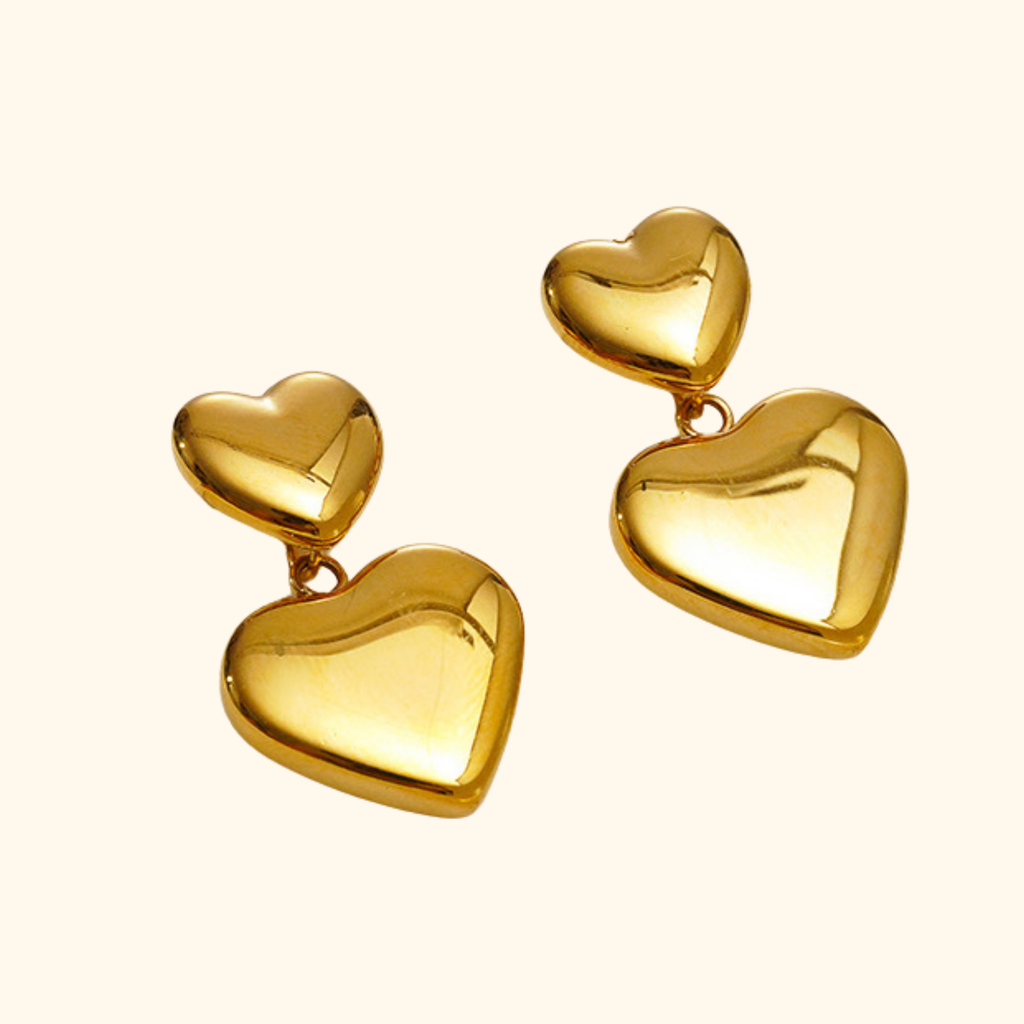 Aretes doble corazón