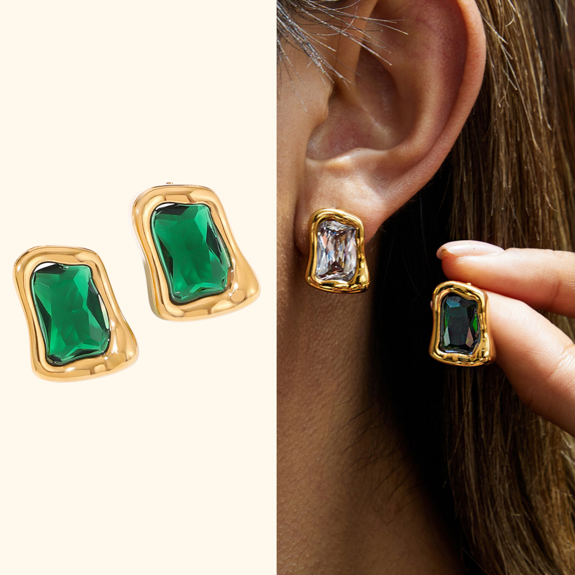 Aretes “Diamond” green