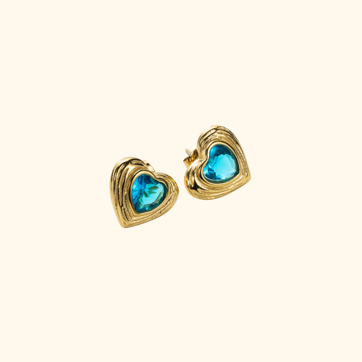 Aretes “corazón vintage” turquesa