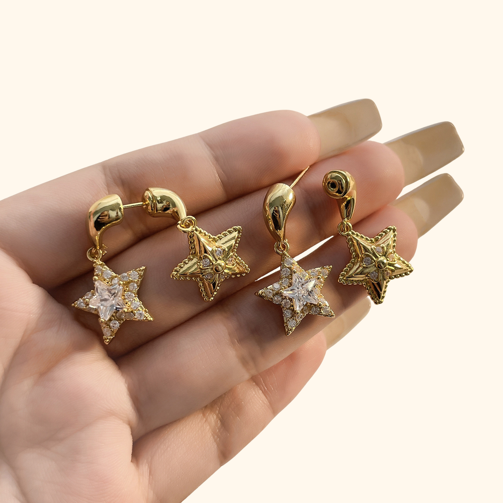 Aretes doble estrella
