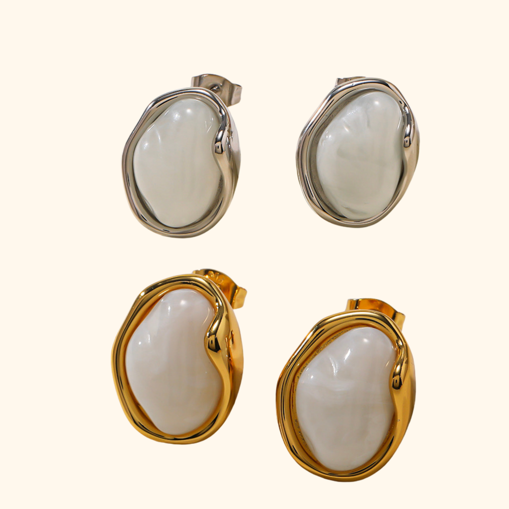 Aretes “bean” blancos